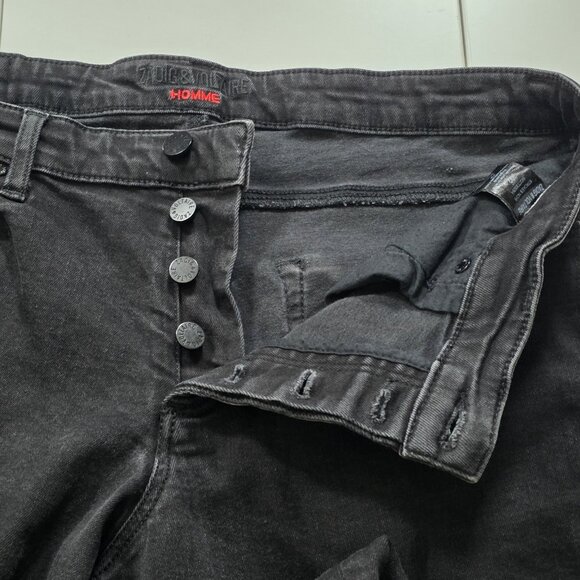 Zadig & Voltaire Jeans Mens 32x30 Black Denim Homme Strokes Noir Grunge Stretch - Picture 10 of 16